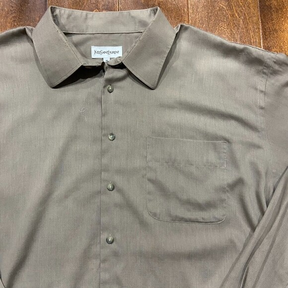 Yves Saint Laurent Casual Neutral Brown Button Down Shirt Y2K Men's Size 18 / XL - Picture 2 of 9